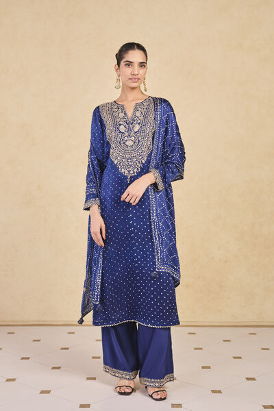 Baluka Handcrafted Bandhani Silk Stole - Blue